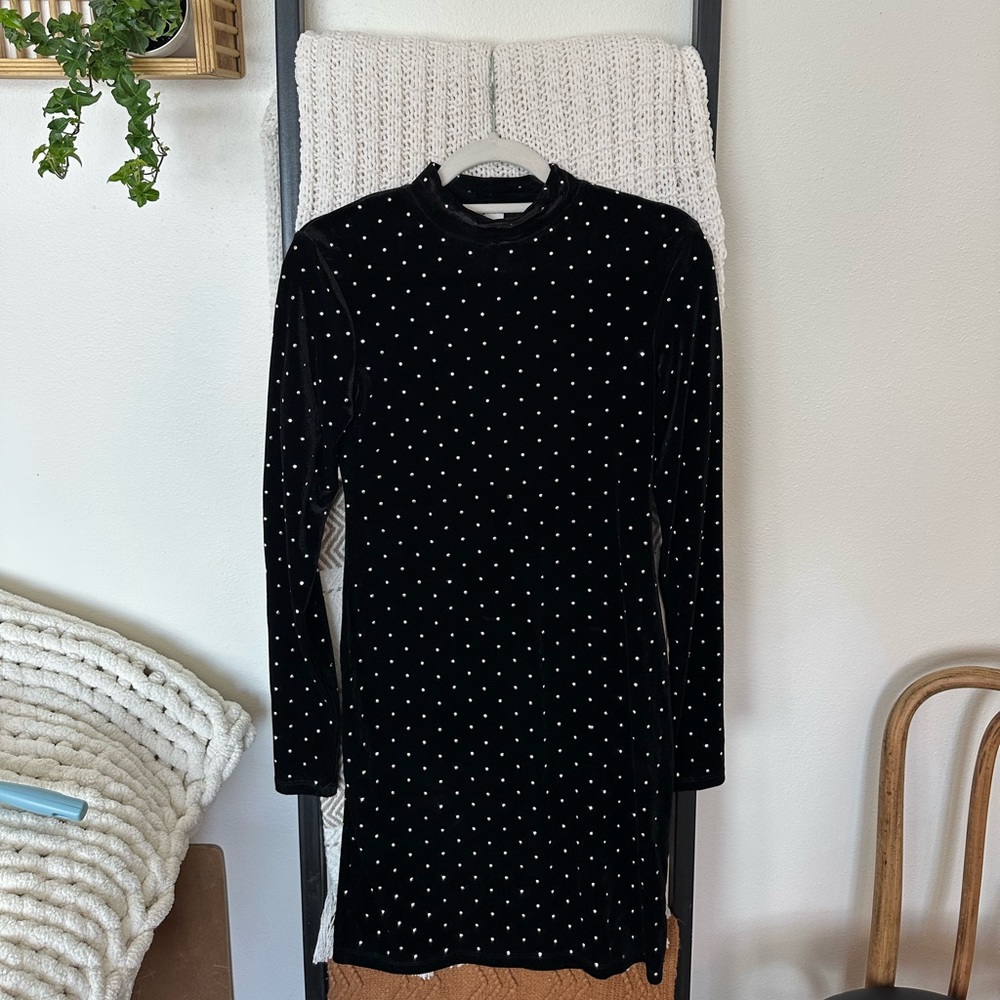 H&M Bodycon Studded Velour Dress